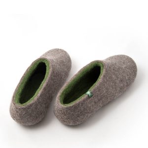 wooppers mens wool clogs grey olive green -g