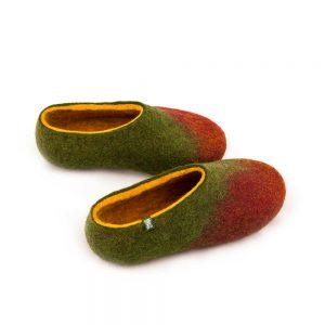 Women slippers for winter in maroon-green-yellow / AMIGOS collection c