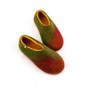 Women slippers for winter in maroon-green-yellow / AMIGOS collection e
