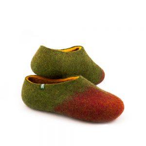 Women slippers for winter in maroon-green-yellow / AMIGOS collection f