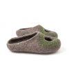 Felt mens summer slippers grey and olive green, "OMICRON" collection by Wooppers -f-men