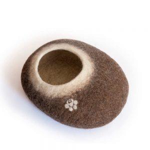 Cat Bed Pebble top entrance Brown white