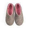 Pink slippers with grey, DUAL NATURAL collection by Wooppers -a