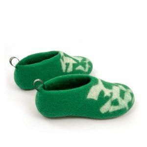Kids house shoes BITS green by Wooppers b