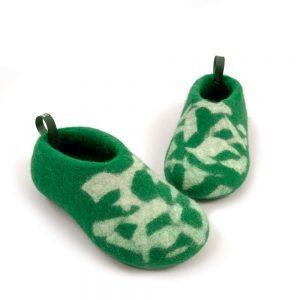 Kids house shoes BITS green by Wooppers e
