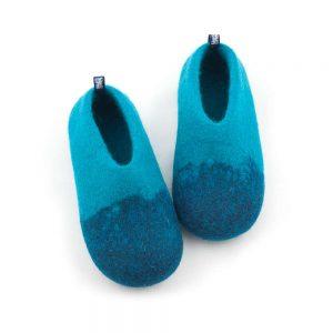 Boys wool slippers blue-azure, DUO kids collection by Wooppers -a