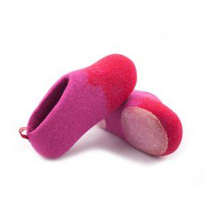 Girls house slippers in pink-red, DUO kids collection by Wooppers -c