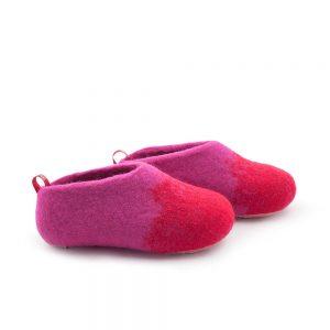 Girls house slippers in pink-red, DUO kids collection by Wooppers -d