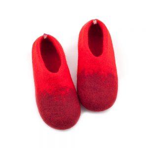 Girls wool slippers in red-crimson, DUO kids collection by Wooppers -a
