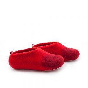 Girls wool slippers in red-crimson, DUO kids collection by Wooppers -d