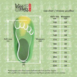 kids size chart Wooppers felted slippers