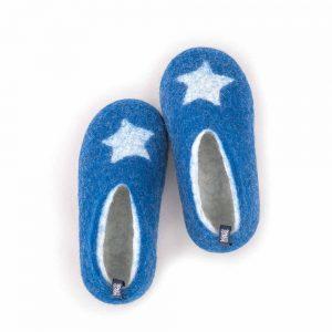 Boys felt slippers in blue, STAR kids collection by Wooppers -a