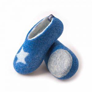 Boys felt slippers in blue, STAR kids collection by Wooppers -b