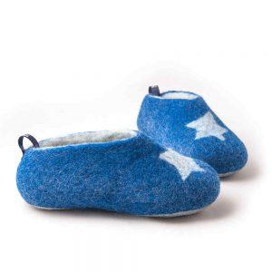 Boys felt slippers in blue, STAR kids collection by Wooppers -d