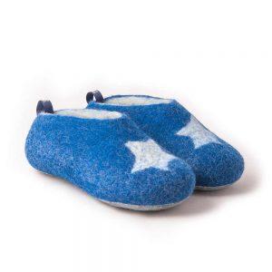 Boys felt slippers in blue, STAR kids collection by Wooppers -f