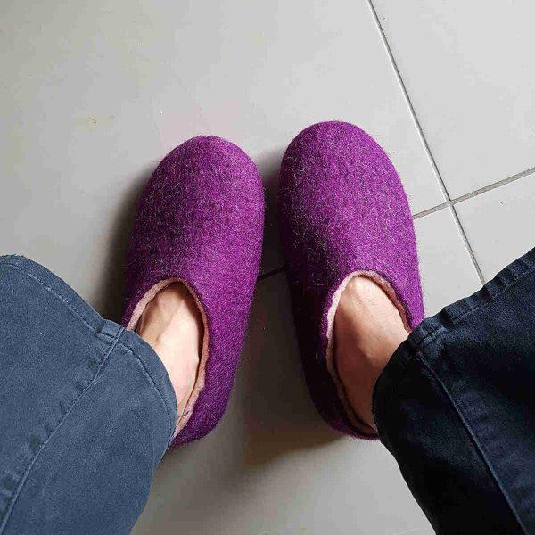 washing wooppers slippers - wearing them wet to restore their shape