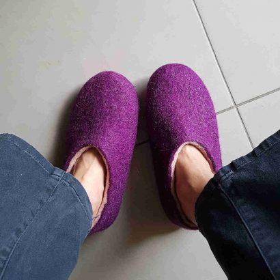 wash wooppers slippers - wearing them wet to restore their shape