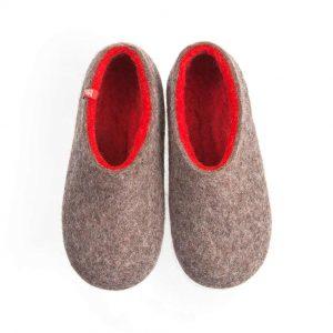 wool slippers womens sizes in natural wool. DUAL NATURAL red by Wooppers - a