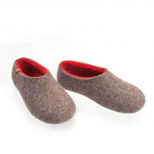 wool slippers womens sizes in natural wool. DUAL NATURAL red by Wooppers - b