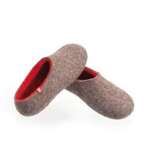 wool slippers womens sizes in natural wool. DUAL NATURAL red by Wooppers - c