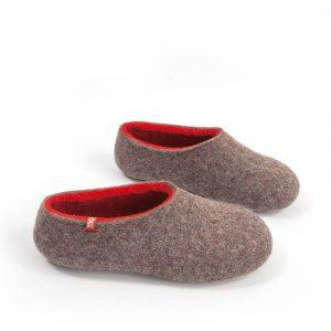 wool slippers womens sizes in natural wool. DUAL NATURAL red by Wooppers - e
