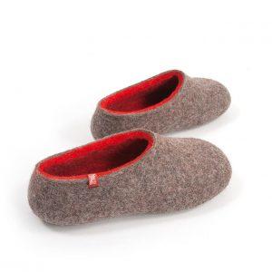 wool slippers womens sizes in natural wool. DUAL NATURAL red by Wooppers - f