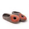 Summer felt slippers grey and orange, "OMICRON" collection by Wooppers -b