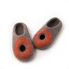 Summer felt slippers grey and orange, "OMICRON" collection by Wooppers -h