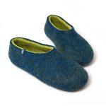 woolen clogs by Wooppers - DUAL BLUE navy lime-b
