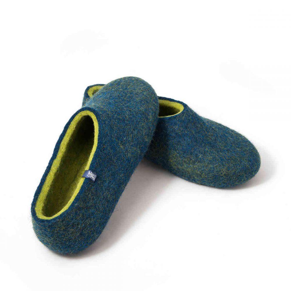 woolen clogs by Wooppers - DUAL BLUE navy lime-g