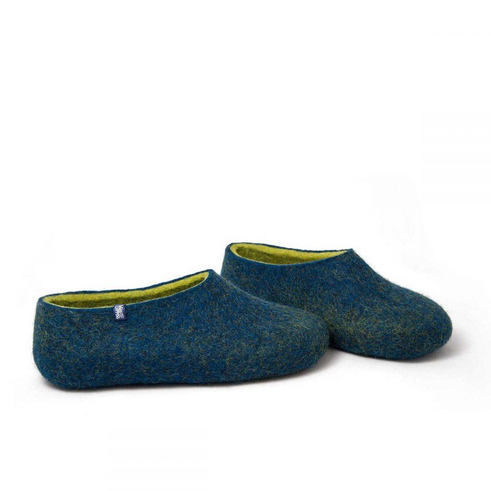 woolen clogs by Wooppers - DUAL BLUE navy lime-h