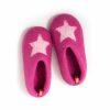 Girls felt slippers fuchsia with white star by Wooppers a