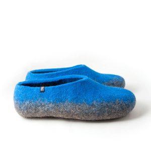 ολόμαλλες ανδρικές παντόφλες σε μπλε - Wooppers TOPS collection -a