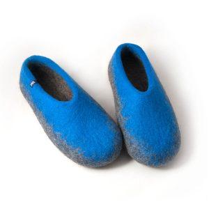 ολόμαλλες ανδρικές παντόφλες σε μπλε - Wooppers TOPS collection -c