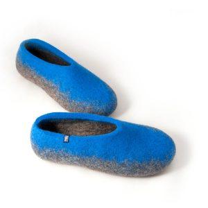 ολόμαλλες ανδρικές παντόφλες σε μπλε - Wooppers TOPS collection -f