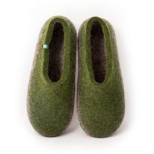 Boiled wool slippers TOPS green by Wooppers -a