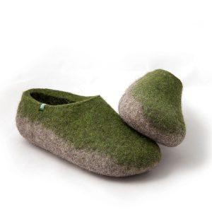 Boiled wool slippers TOPS green by Wooppers -c