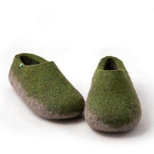Boiled wool slippers TOPS green by Wooppers -d