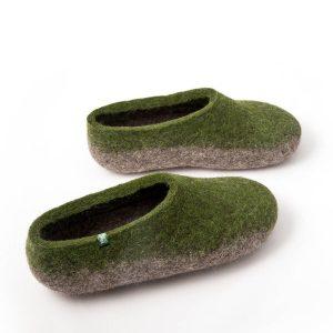 Boiled wool slippers TOPS green by Wooppers -f