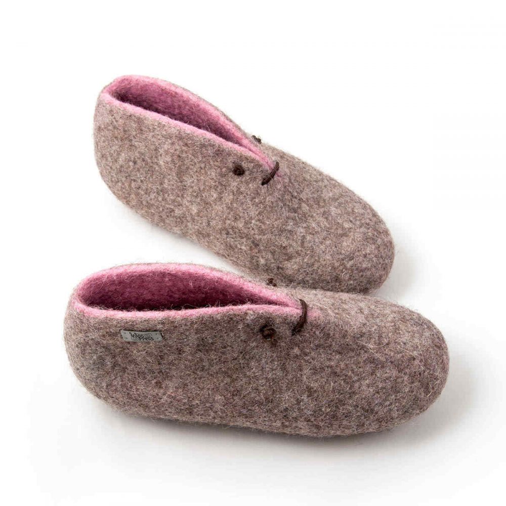 Boot slippers BOOTIES grey pink by Wooppers -c