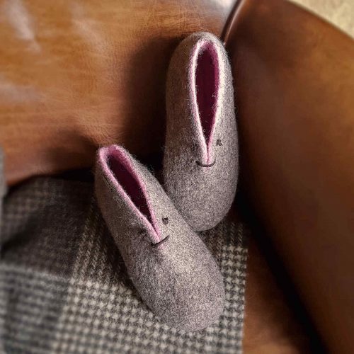 Boot slippers BOOTIES grey pink by Wooppers -cc