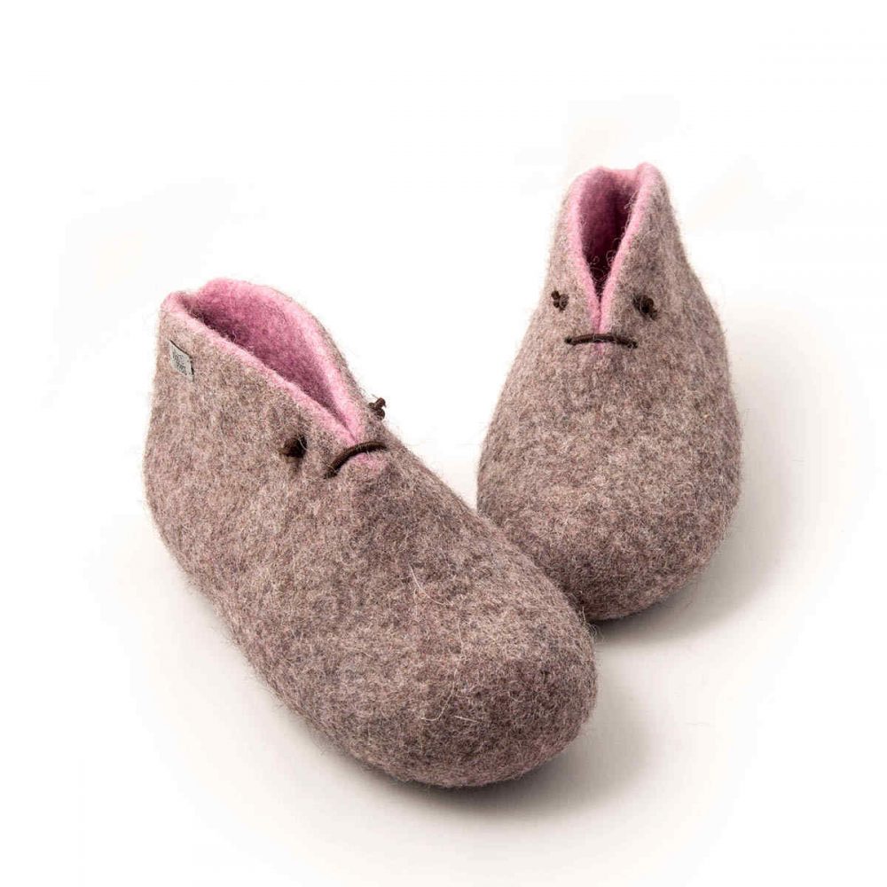 Boot slippers BOOTIES grey pink by Wooppers -e