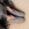 Boot slippers BOOTIES grey pink by Wooppers on feet
