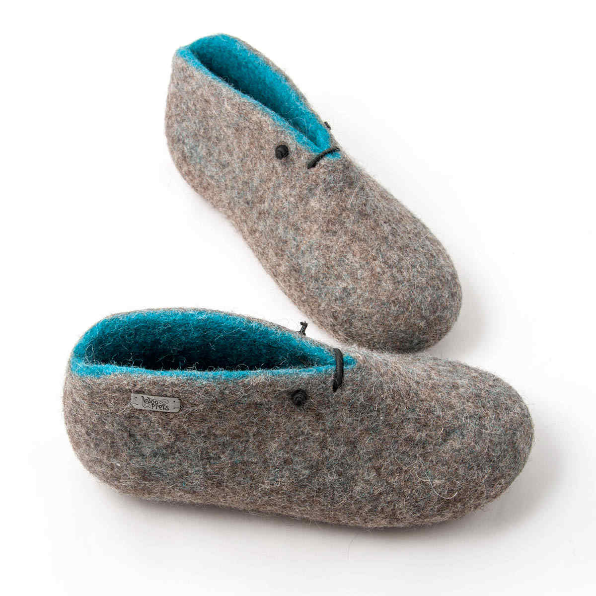 Bootie slippers in grey and blue