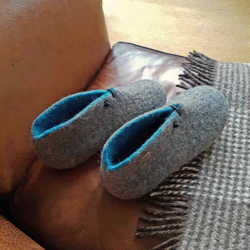Bootie slippers by Wooppers BOOTIES grey turquoise -dd