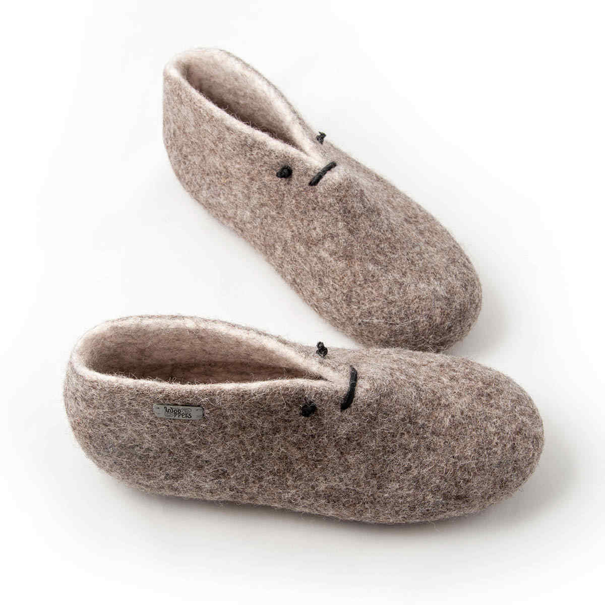 Slipper booties in grey and white