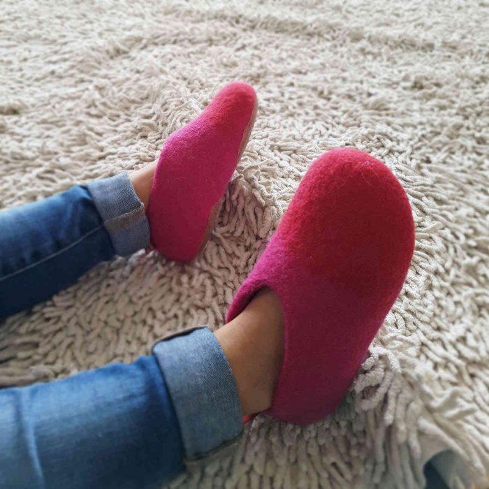 Winter slippers for kids BITS fuchsia pink - by Wooppers