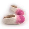 Toddler girl slippers white wth rose pink, DUO kids collection by Wooppers -b