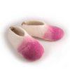 Toddler girl slippers white wth rose pink, DUO kids collection by Wooppers -c