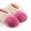 Toddler girl slippers white wth rose pink, DUO kids collection by Wooppers -c detail